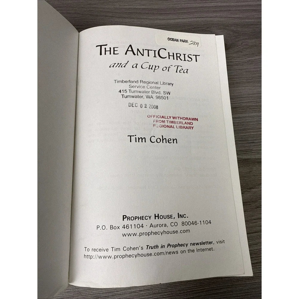 THE ANTICHRIST‎ AND A CUP OF TEA Tim Cohen 1st Edition PB 1998 Conspiracy